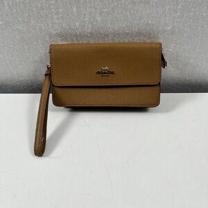 RARE! COACH F73793 Foldover Wristlet Clutch Women's Wallet In Light Saddle